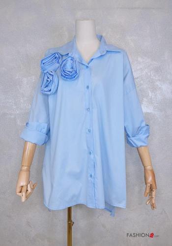 Camicia in Cotone maniche lunghe con colletto Fantasia floreale con bottoni - ph 2