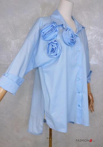 Camicia in Cotone maniche lunghe con colletto Fantasia floreale con bottoni - ph 4