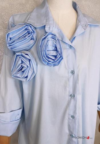 Camicia in Cotone maniche lunghe con colletto Fantasia floreale con bottoni - ph 5