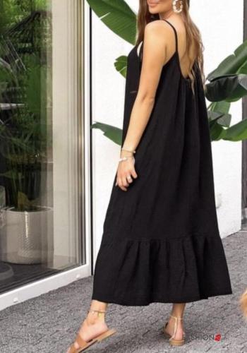Abito in Cotone senza maniche scollato sulla schiena con balze - ph 2