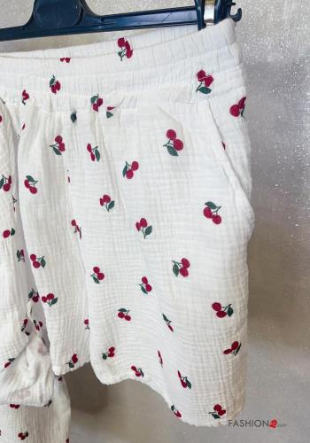 Ensemble coordonné en Coton courte imprimé à boutons avec poches - ph 5