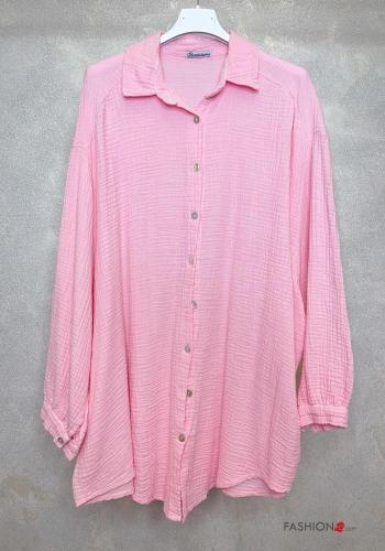Camicia in Cotone maniche lunghe con colletto con paillettes con bottoni - ph 2