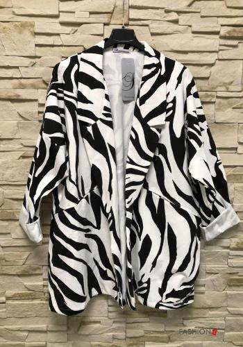 Blazer in Cotone Fantasia animalier con tasche senza fodera - ph 2