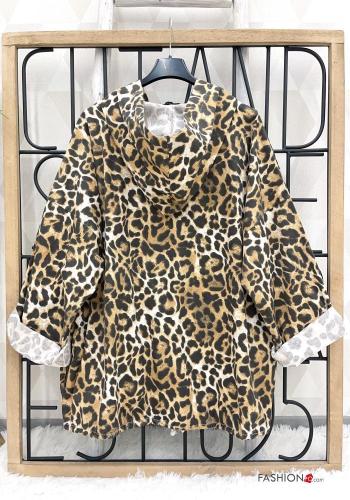 Veste en Coton Imprimé animalier avec poches à capuche avec fermeture éclair - ph 2