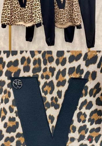 Animal print long sleeve crew neck Cotton Co-ord with pockets - ph 2