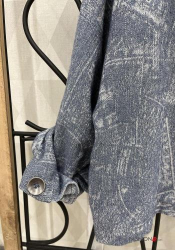 Bedrucktes Jacke aus Baumwolle mit Knöpfen mit Taschen - ph 5