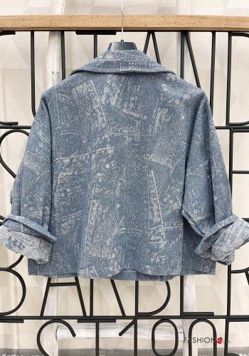 Bedrucktes Jacke aus Baumwolle mit Knöpfen mit Taschen - ph 6
