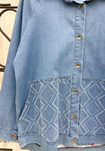 Camicia in Cotone denim con bottoni con tasche - ph 2