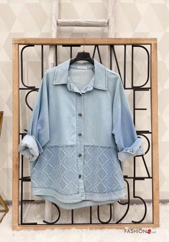 Camicia in Cotone denim con bottoni con tasche - ph 4