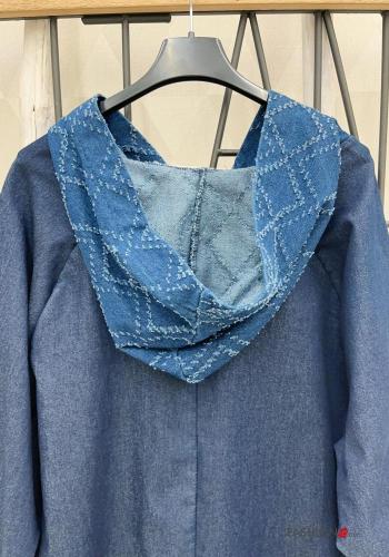 denim Cotton Jacket with pockets without lining with zip with hood - ph 4
