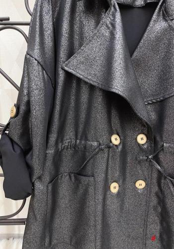 metallisiert Trenchcoat mit Knöpfen mit kordelzug ohne Futter mit Taschen - ph 3