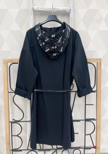 Patterned Cotton Duster Coat with belt with pockets with hood with zip - ph 3