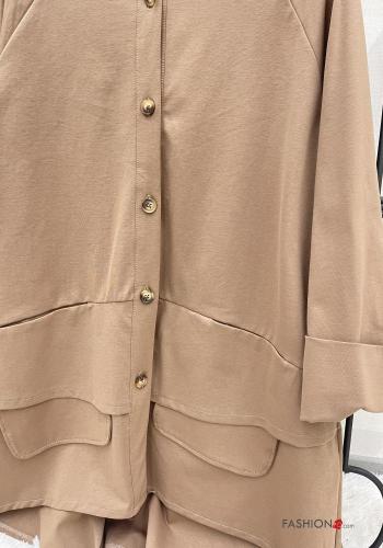 Cotton Wind Jacket with buttons with hood with pockets - ph 3
