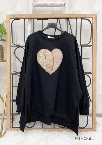 heart motif crew neck Long sleeved top - ph 4