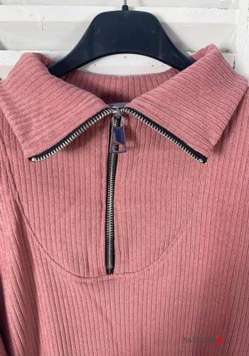 Abito maniche lunghe Fantasia righe a collo alto con zip - ph 5