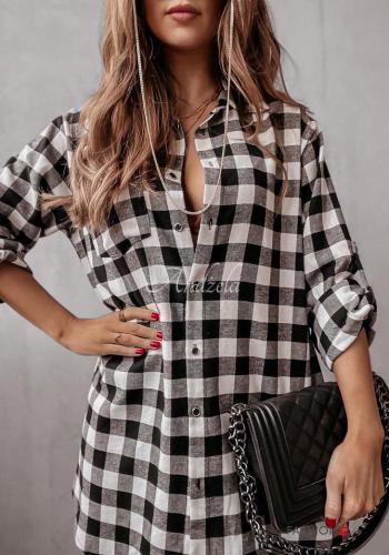 Camicia in Cotone con colletto Fantasia quadrettata vichy con bottoni con tasche - ph 2
