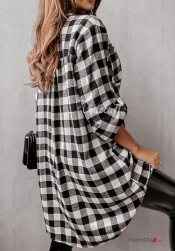Camicia in Cotone con colletto Fantasia quadrettata vichy con bottoni con tasche - ph 3