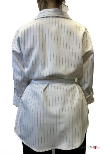 Chemise Imprimé à rayures avec ceinture manches à trois-quarts - ph 2