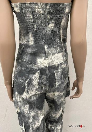 Tarnmuster Latzhose aus Baumwolle mit Knöpfen mit Taschen - ph 5