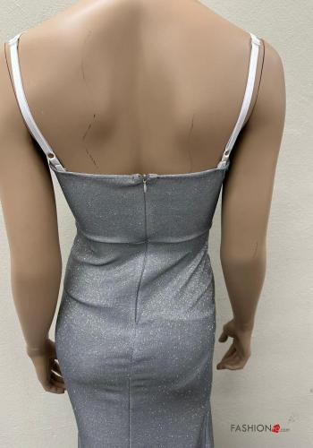 Abito lungo lurex senza maniche con spacco scollo a V con coppe - ph 5