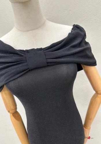Abito lurex corto scollo alla bardot - ph 4