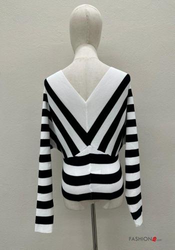 Maglietta a manica lunga Fantasia righe scollo a V - ph 2