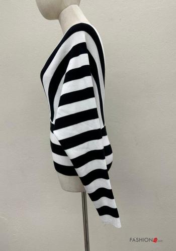 Maglietta a manica lunga Fantasia righe scollo a V - ph 3