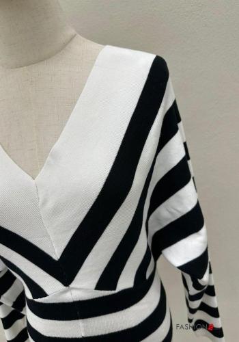 Maglietta a manica lunga Fantasia righe scollo a V - ph 4