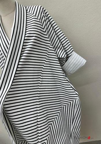 Blouson léger en Coton Imprimé à rayures manches à trois-quarts - ph 4