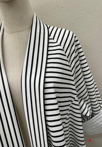 Blouson léger en Coton Imprimé à rayures manches à trois-quarts - ph 5