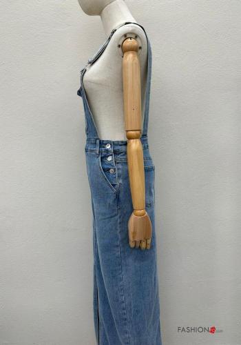 Denim Latzhose aus Baumwolle mit Taschen mit Hosenträgern - ph 2