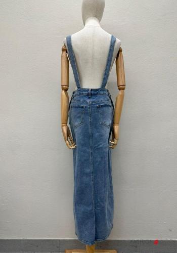 Denim Latzhose aus Baumwolle mit Taschen mit Hosenträgern - ph 3