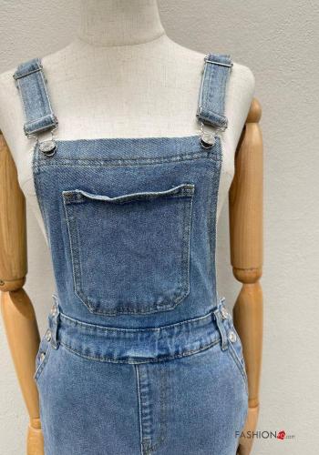 Denim Latzhose aus Baumwolle mit Taschen mit Hosenträgern - ph 4