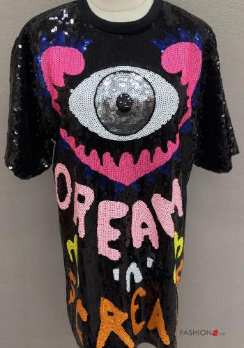 Kunstmuster Kleid aus Baumwolle mit Pailletten - ph 2