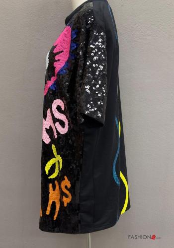 Kunstmuster Kleid aus Baumwolle mit Pailletten - ph 3