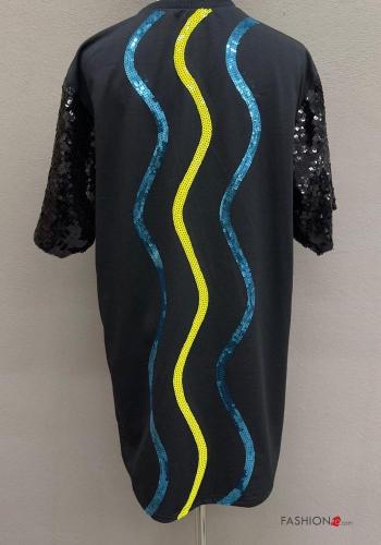 Kunstmuster Kleid aus Baumwolle mit Pailletten - ph 4