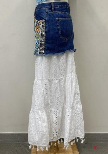 Jupe en Coton en denim à broderie à franges - ph 2