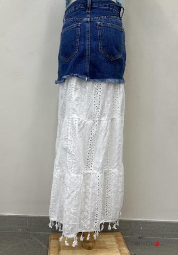 Jupe en Coton en denim à broderie à franges - ph 3