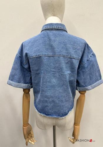 Giacca in Cotone denim corto con bottoni con tasche - ph 5