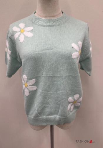 Floral short sleeve crew neck Sweater - ph 2