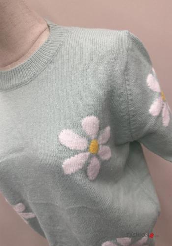 Floral short sleeve crew neck Sweater - ph 3