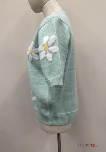 Floral short sleeve crew neck Sweater - ph 4