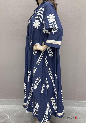 Graphic Print with collar long long sleeve oversized Cotton Shirt dress with buttons - ph 2