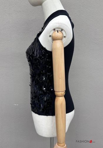 Top senza maniche girocollo con paillettes con bottoni - ph 2