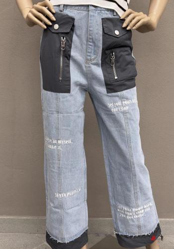 Jeans in Cotone con coulisse con tasche con zip - ph 2