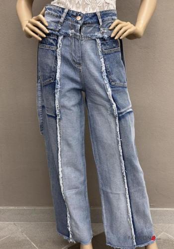 Jeans en Coton en denim à boutons avec fermeture éclair avec poches - ph 2
