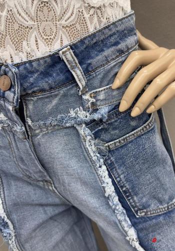 Jeans en Coton en denim à boutons avec fermeture éclair avec poches - ph 3