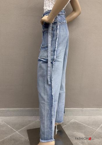 Jeans en Coton en denim à boutons avec fermeture éclair avec poches - ph 4