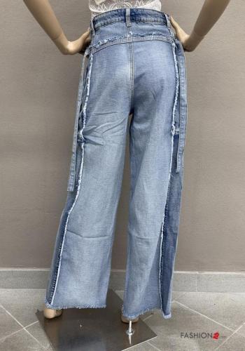 Jeans en Coton en denim à boutons avec fermeture éclair avec poches - ph 5