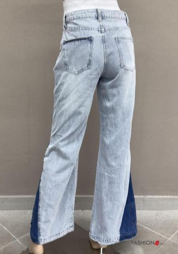 Denim ausgestellte Jeans aus Baumwolle mit Taschen mit Reißverschluss - ph 2
